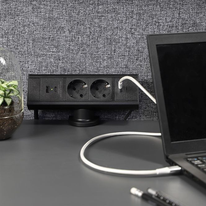 Huvudbild Axessline Desk - 2 El 1 USB-A & 1 USB-C Laddare 1 ...